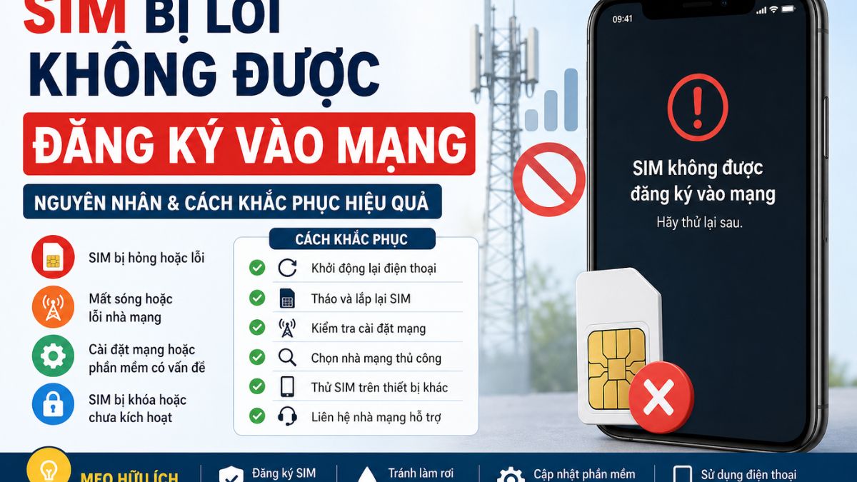 SIM Bị Lỗi Không Được Đăng Ký Vào Mạng – Nguyên Nhân & Cách Khắc Phục Hiệu Quả
