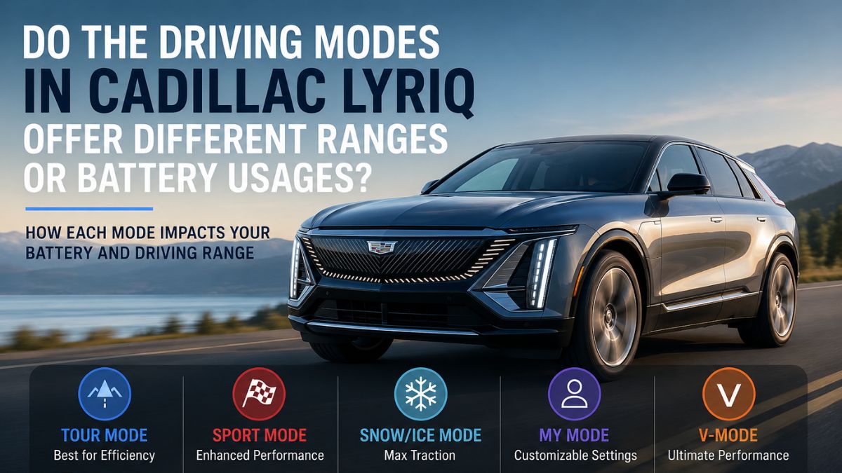 Do the driving modes in cadillac lyriq offer different ranges or battery usages?